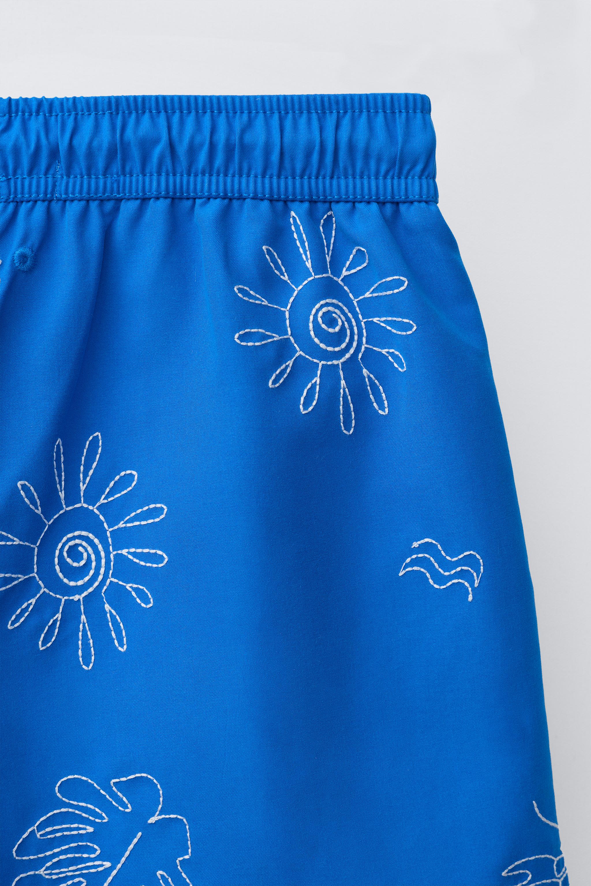 6-14 YEARS/ EMBROIDERED MARINE SWIM SHORTS